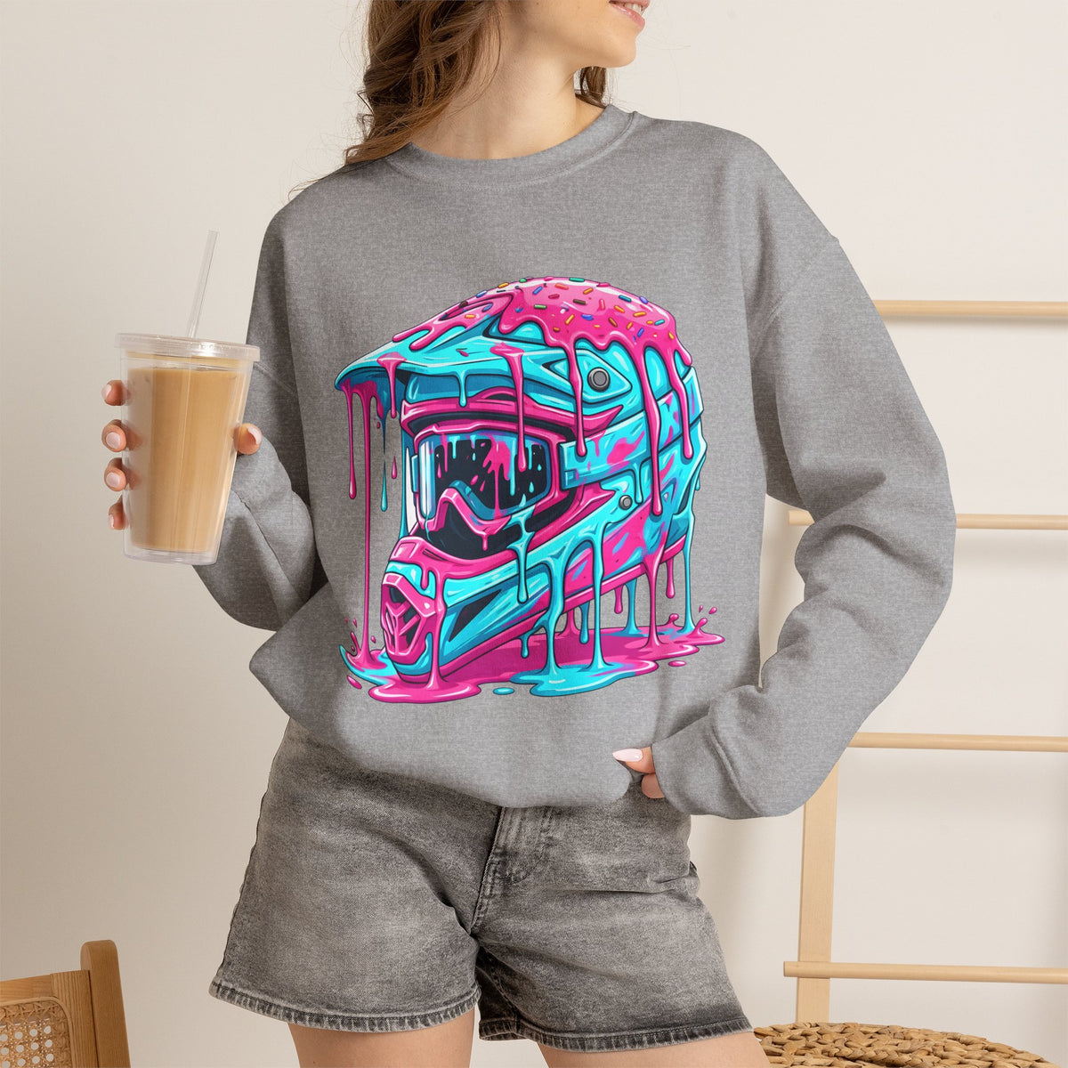 Drip Neon Motocross Helmet Sweatshirt