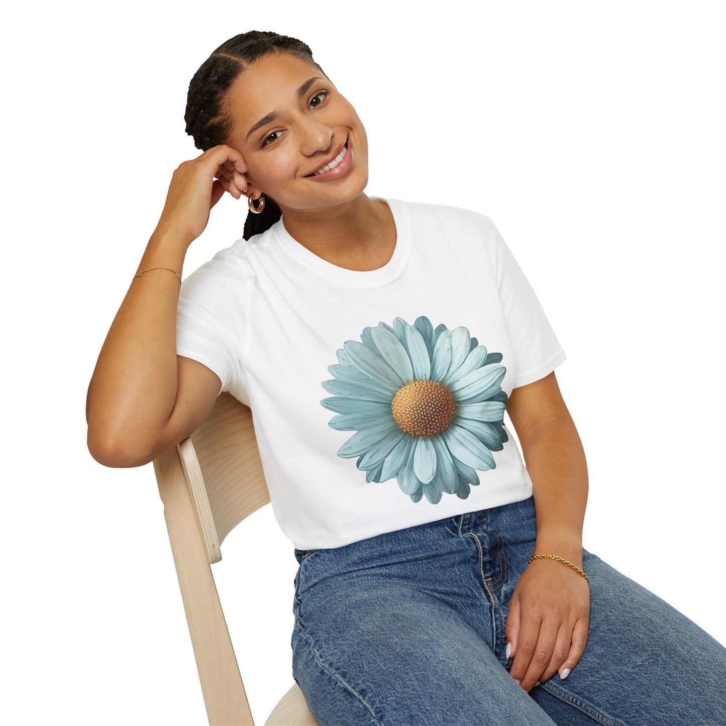 Daisy Bloom T‑Shirt — Vintage Aqua Floral Graphic Tee