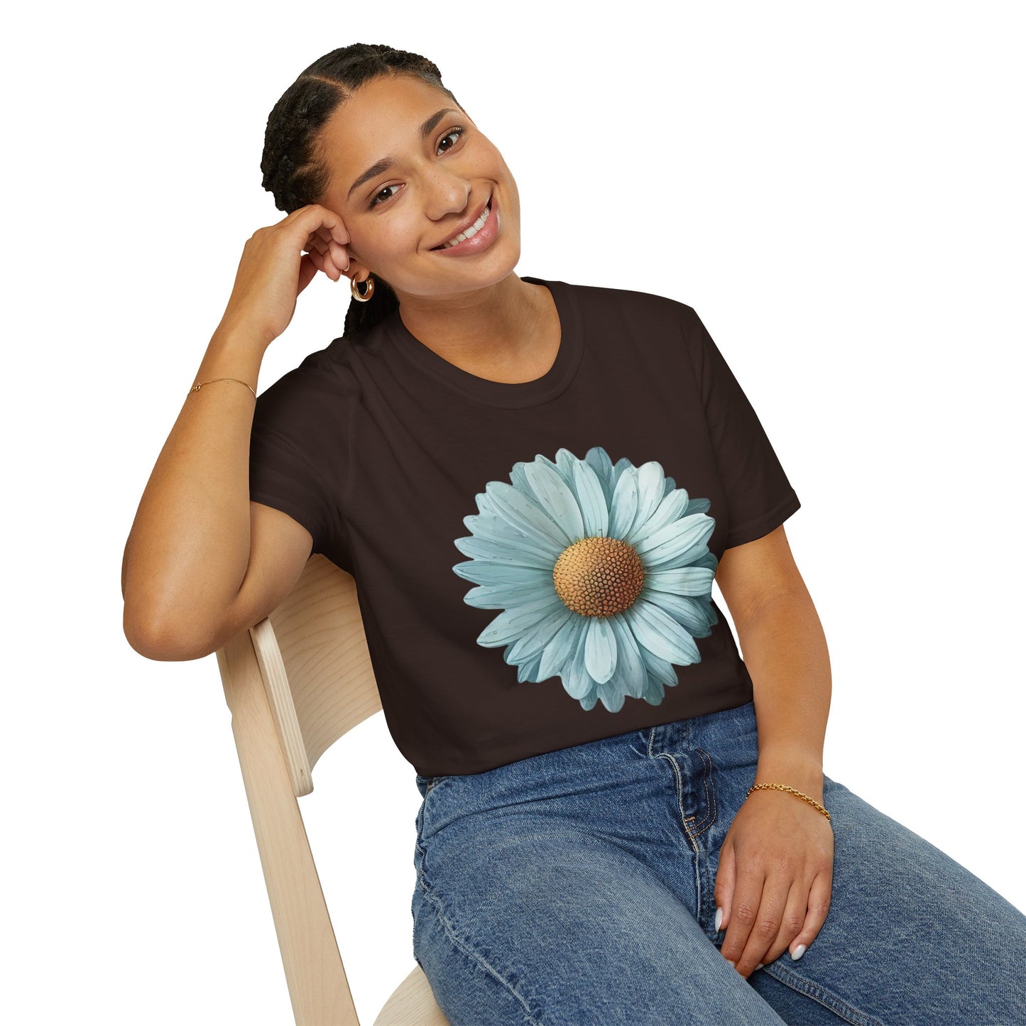Daisy Bloom T‑Shirt — Vintage Aqua Floral Graphic Tee