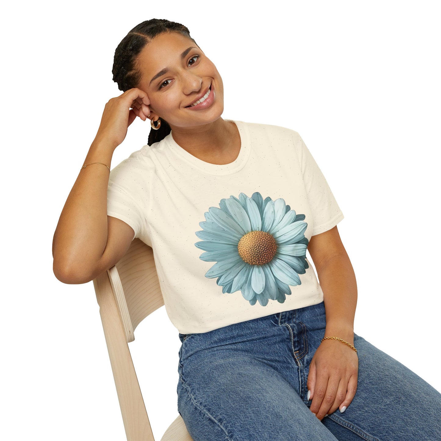 Daisy Bloom T‑Shirt — Vintage Aqua Floral Graphic Tee