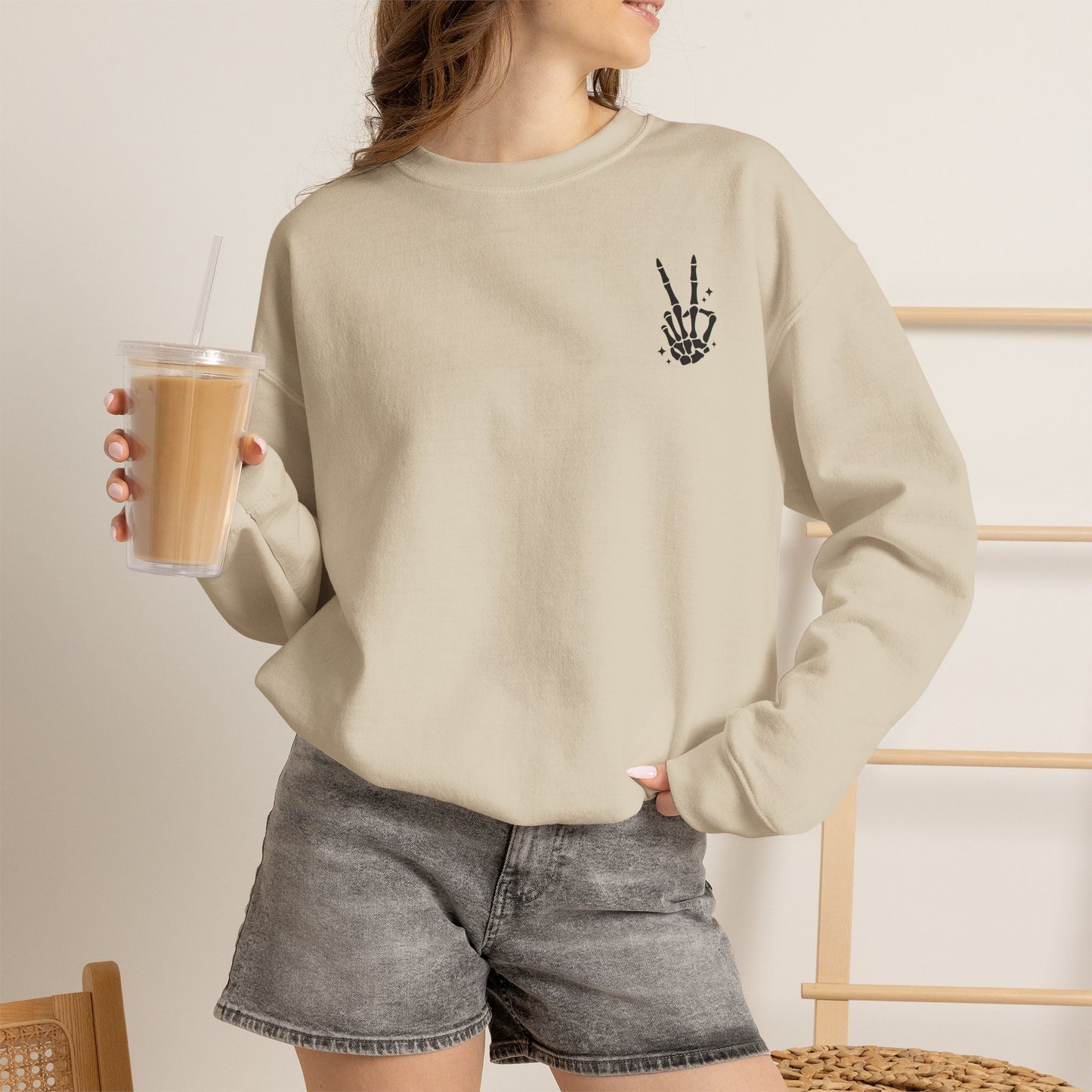 Crewneck Sweatshirt — "I'm Not the Bigger Person" Graphic Peace Sign Pullover