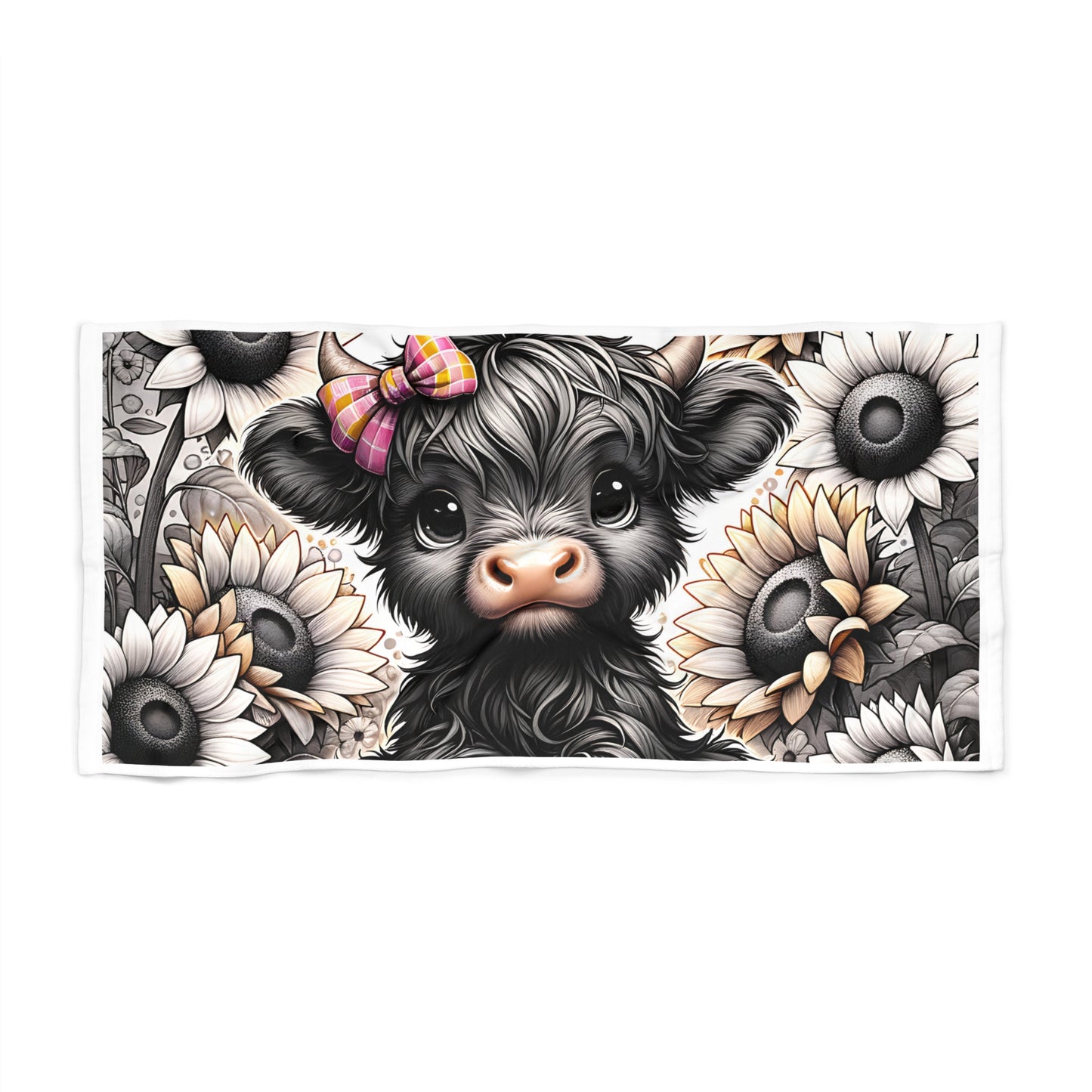 Cute Highland Calf Beach Towel — Sunflower Cow Design