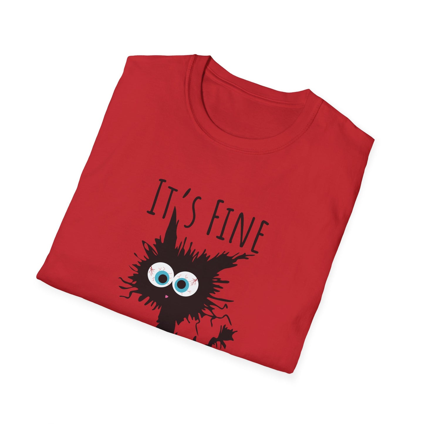 Funny Cat T-Shirt — "It's Fine, I'm Fine, Everything Is Fine" Graphic Tee