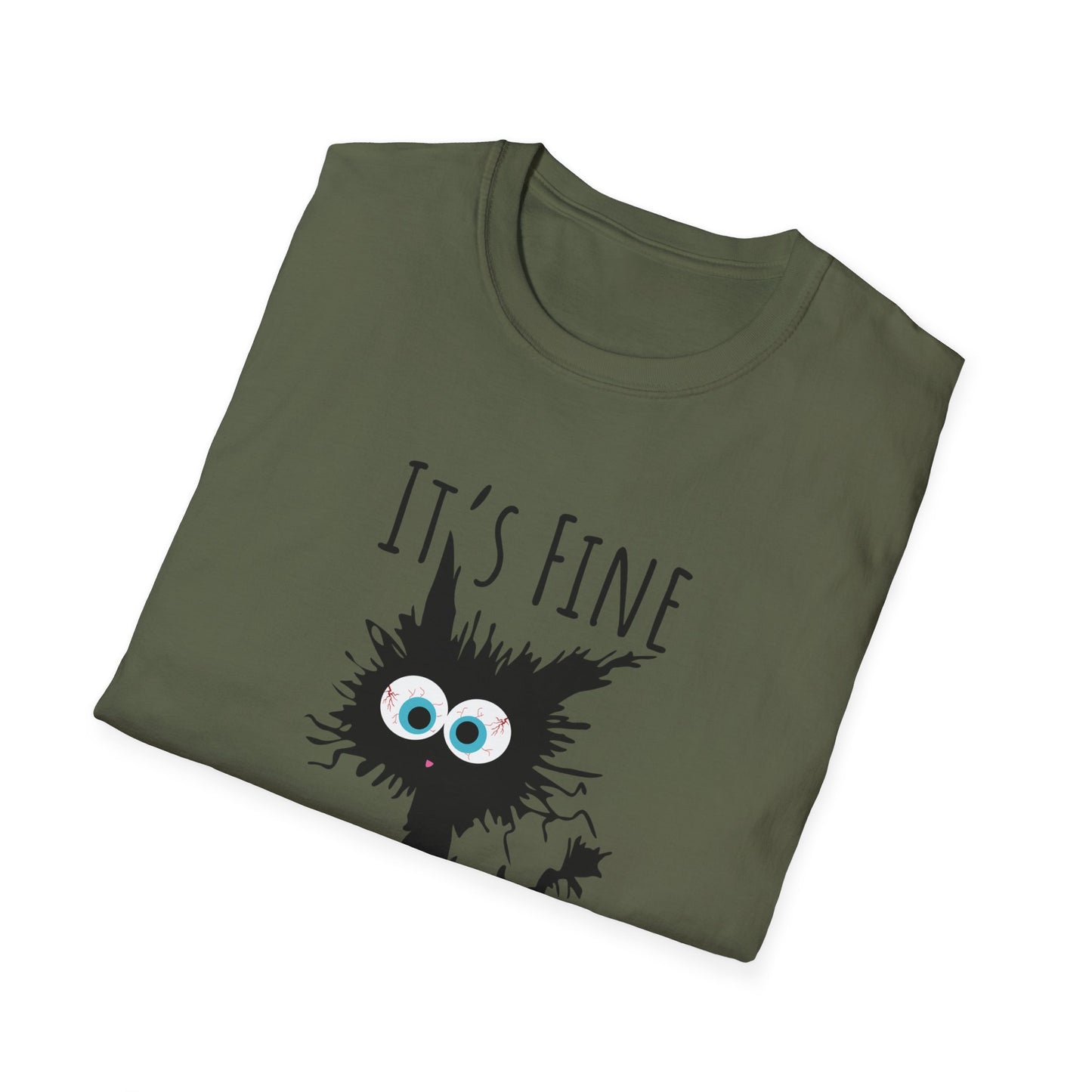 Funny Cat T-Shirt — "It's Fine, I'm Fine, Everything Is Fine" Graphic Tee