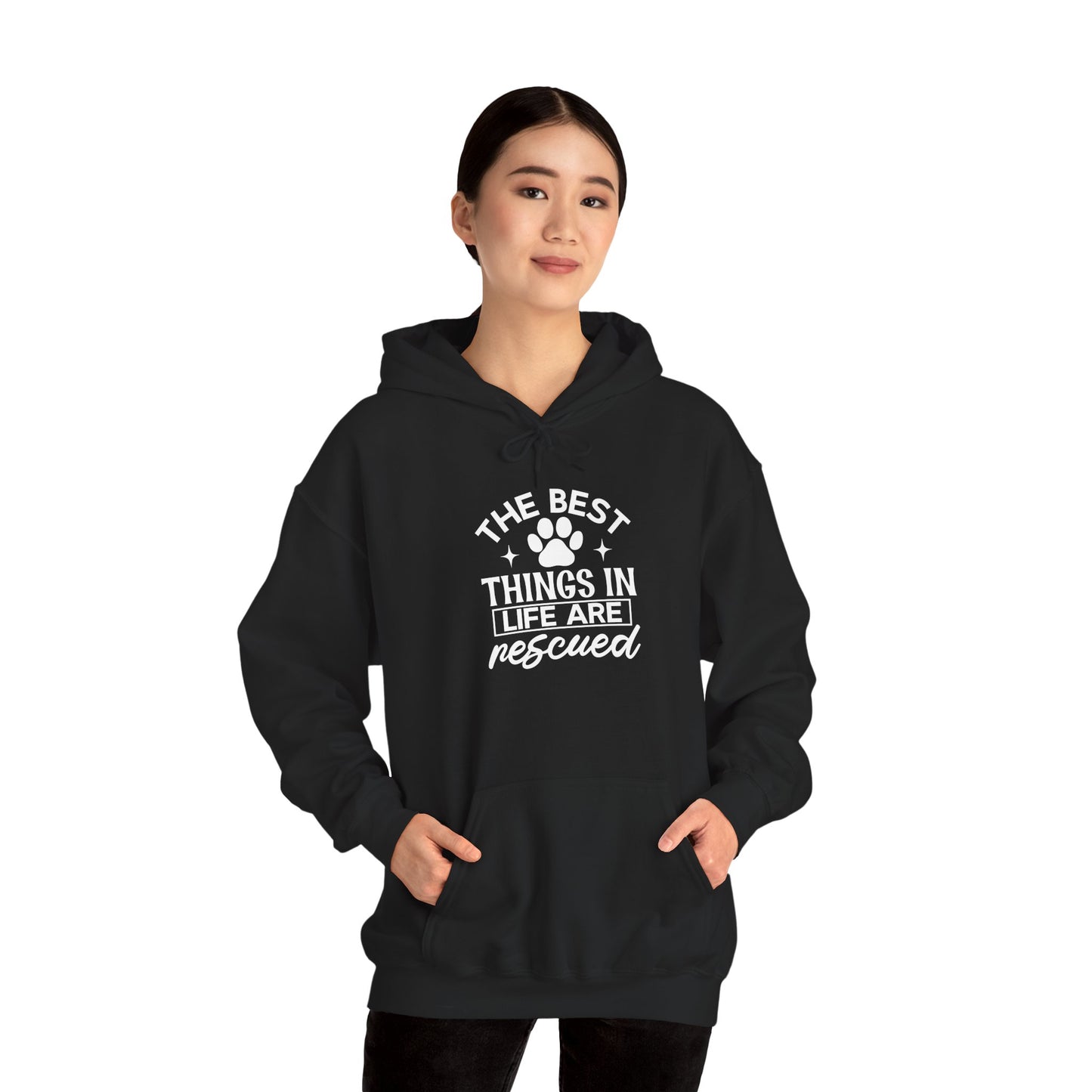 Dogs-The Best Things in Life Hoodie — Feminine Script Graphic Hoodie