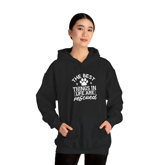 Dogs-The Best Things in Life Hoodie — Feminine Script Graphic Hoodie