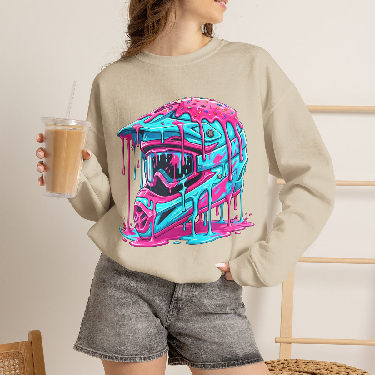 Drip Neon Motocross Helmet Sweatshirt