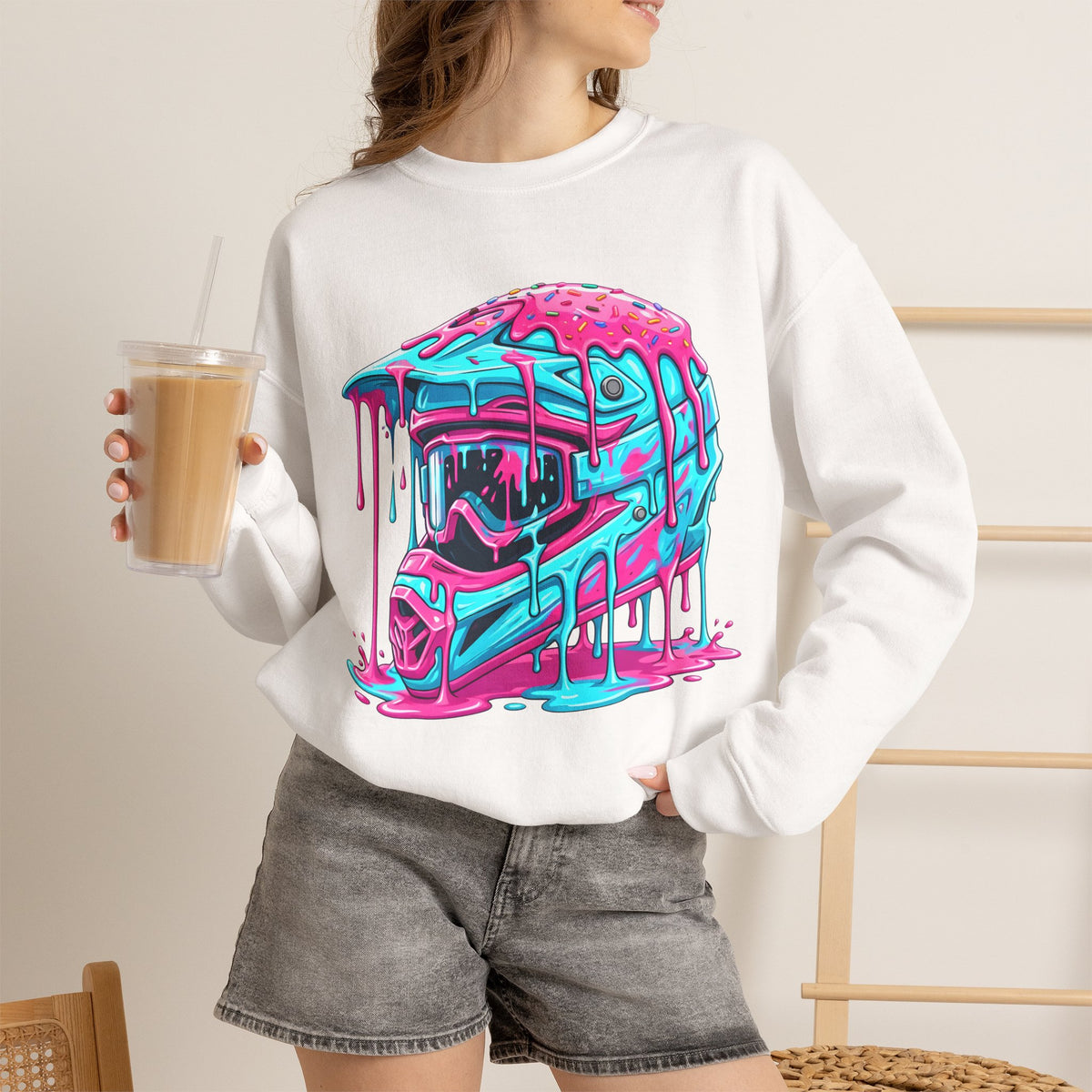 Drip Neon Motocross Helmet Sweatshirt
