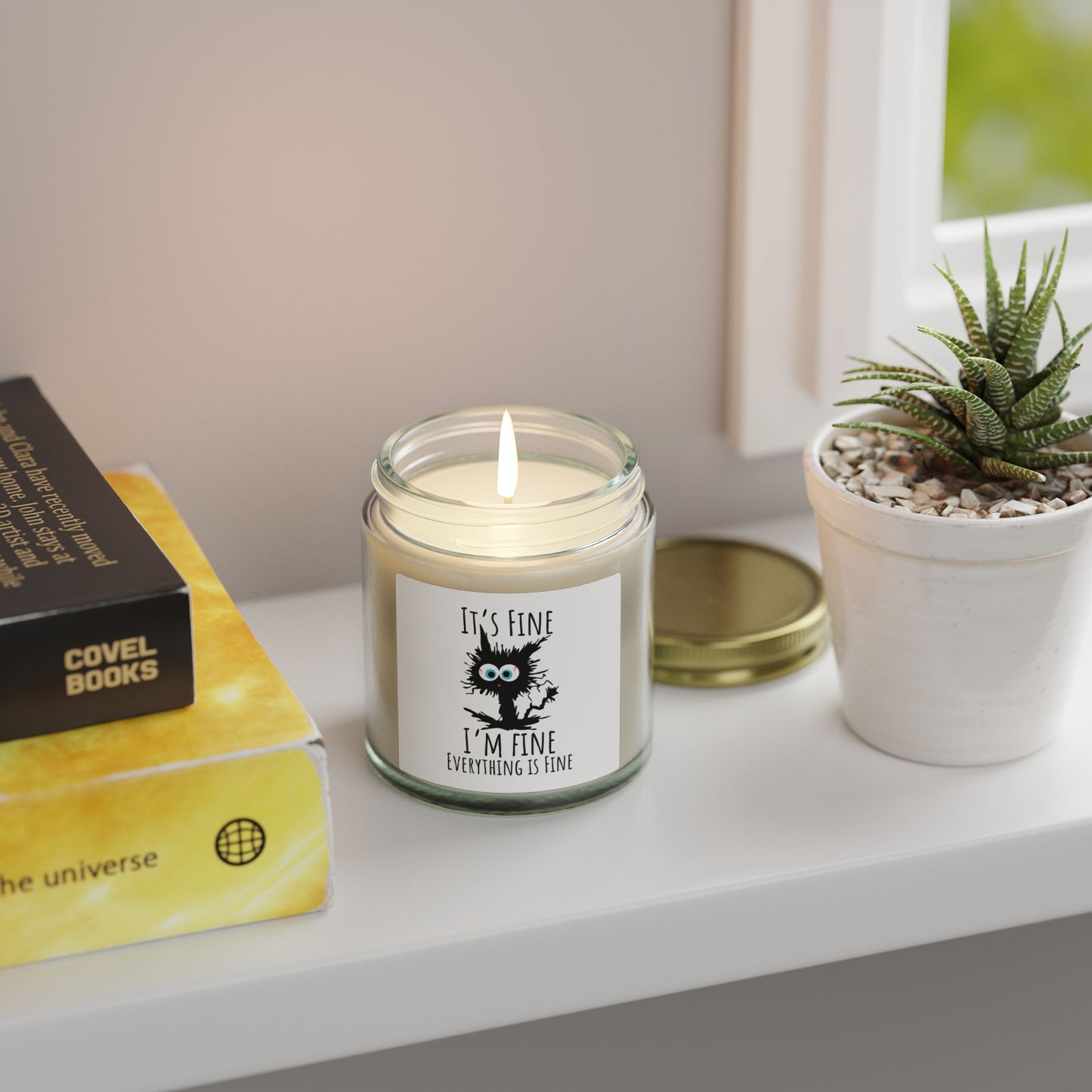 Coconut Apricot Candle — "It's Fine, I'm Fine" Funny Stress-Relief Scented Candle (4oz/9oz)