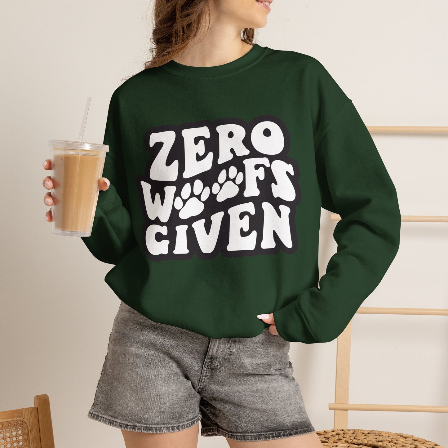 Sweatshirt - "Zero WOOF's Given" Graphic Crewneck for Dog Lovers