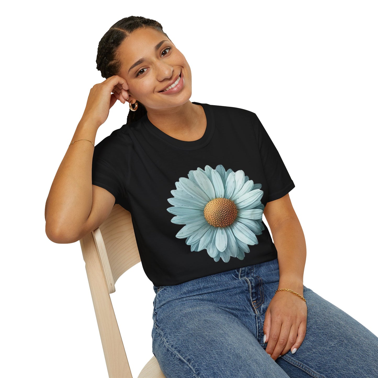 Daisy Bloom T‑Shirt — Vintage Aqua Floral Graphic Tee