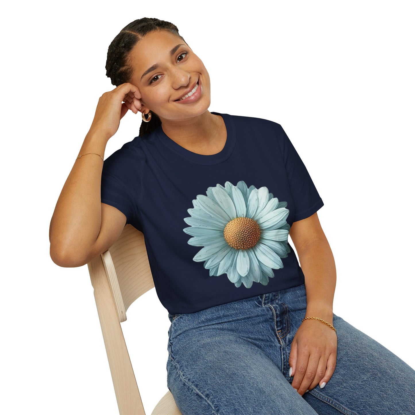 Daisy Bloom T‑Shirt — Vintage Aqua Floral Graphic Tee