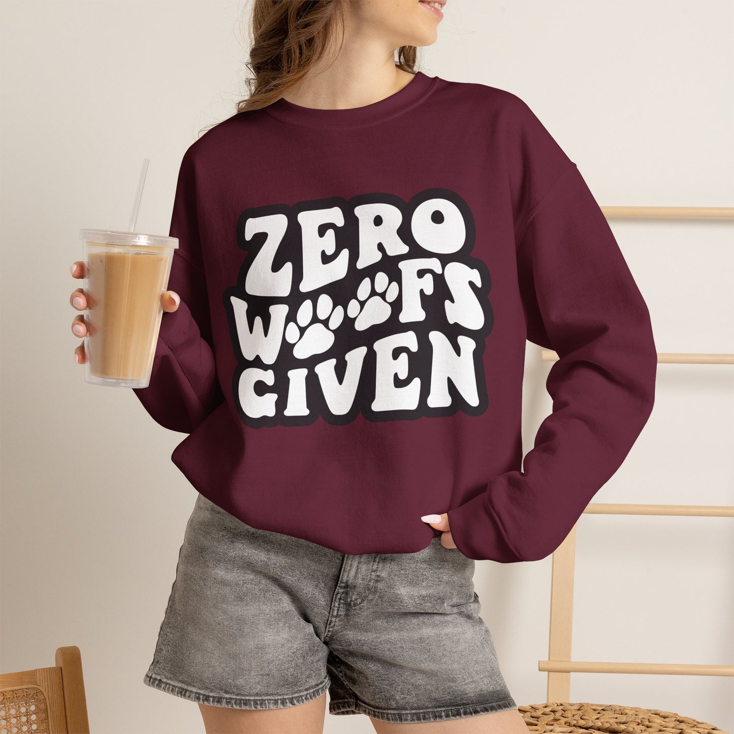 Sweatshirt - "Zero WOOF's Given" Graphic Crewneck for Dog Lovers