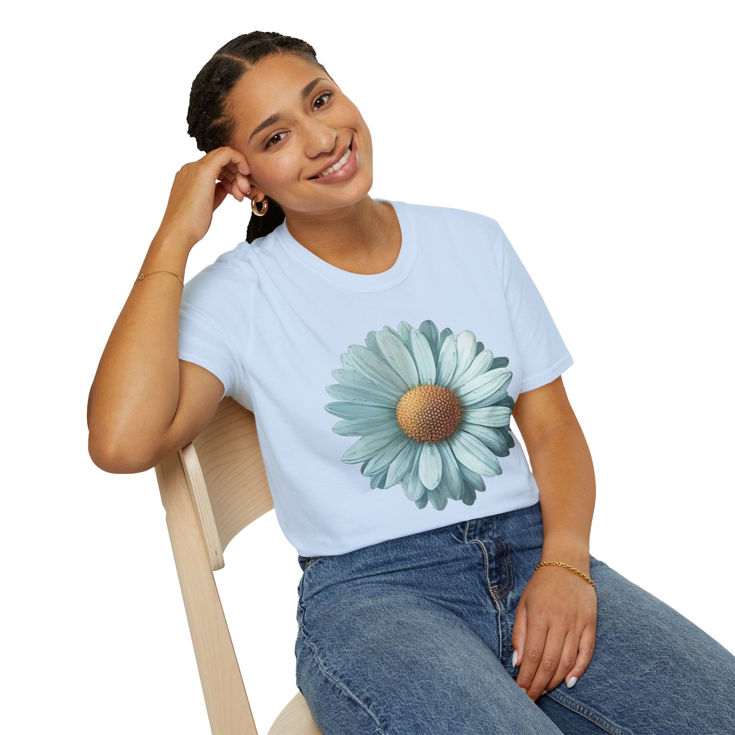 Daisy Bloom T‑Shirt — Vintage Aqua Floral Graphic Tee