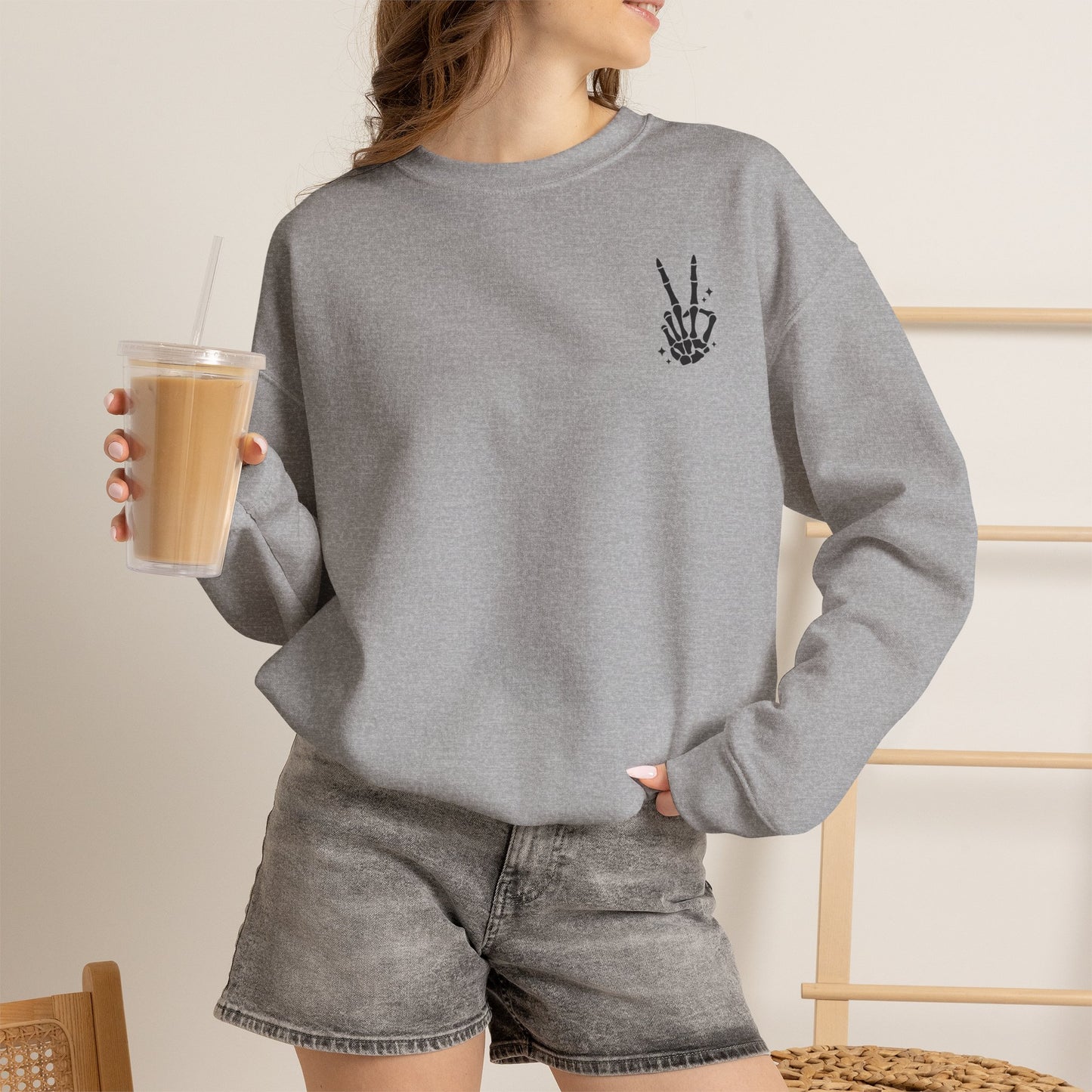Crewneck Sweatshirt — "I'm Not the Bigger Person" Graphic Peace Sign Pullover