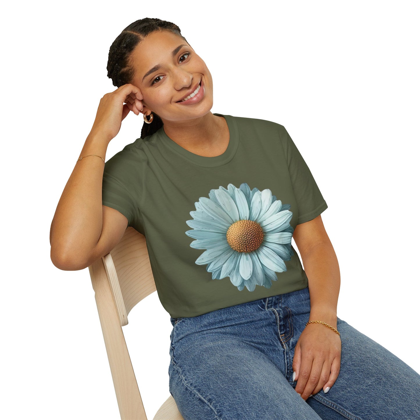 Daisy Bloom T‑Shirt — Vintage Aqua Floral Graphic Tee