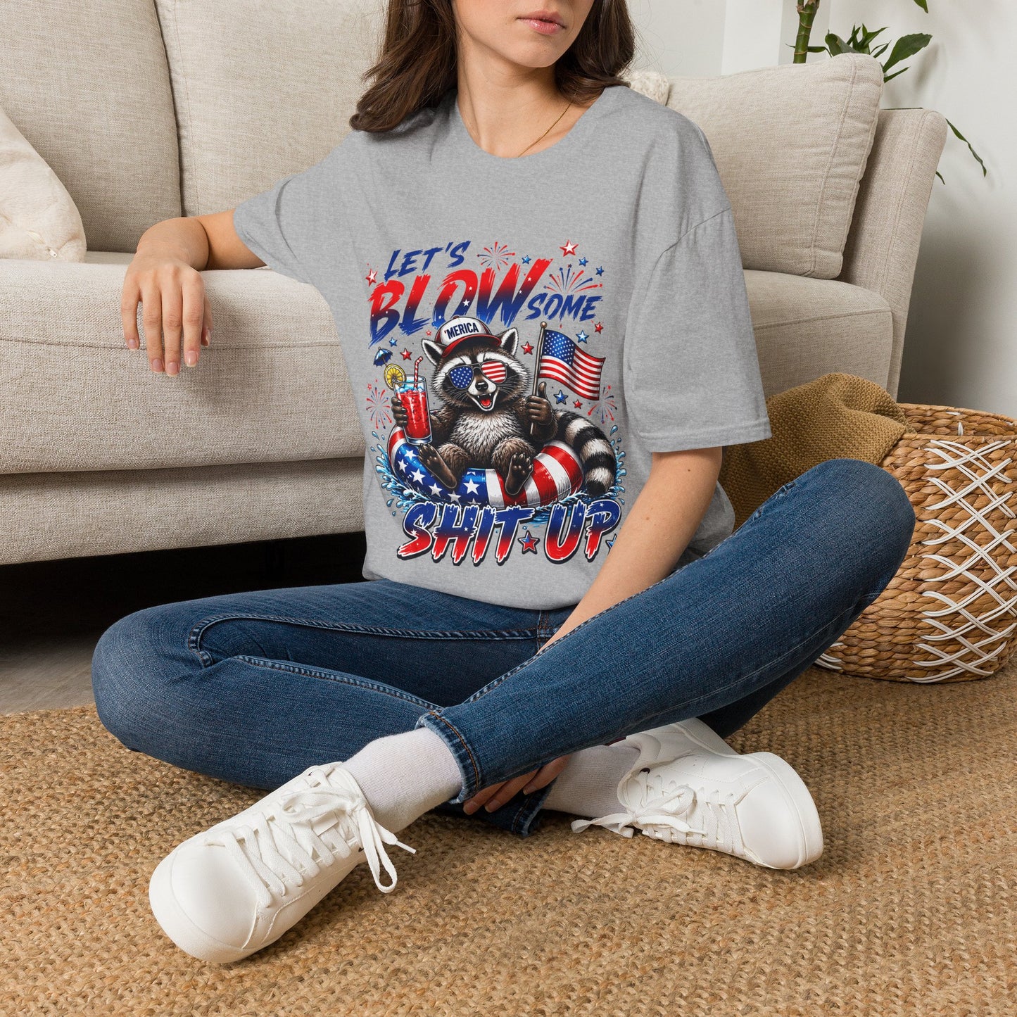 Patriotic Raccoon 'Let’s Blow Some Sh*t Up' T-Shirt