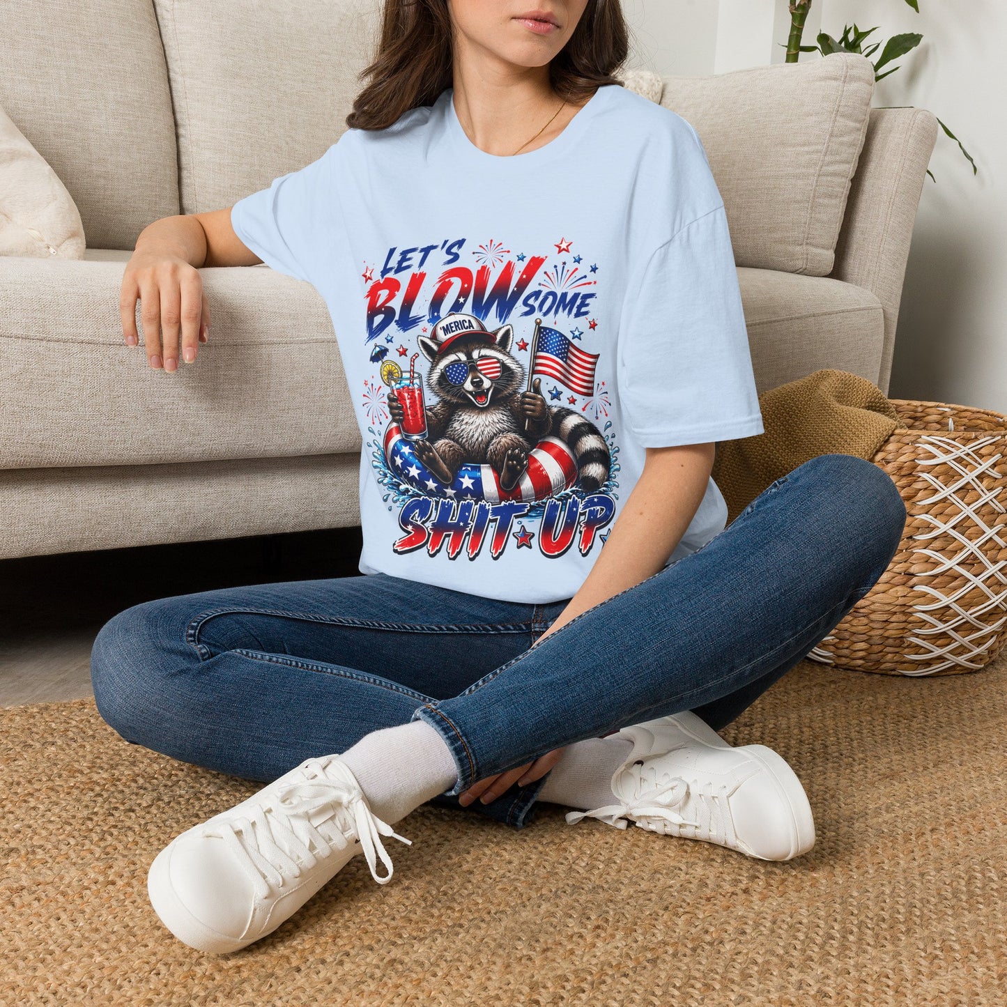 Patriotic Raccoon 'Let’s Blow Some Sh*t Up' T-Shirt