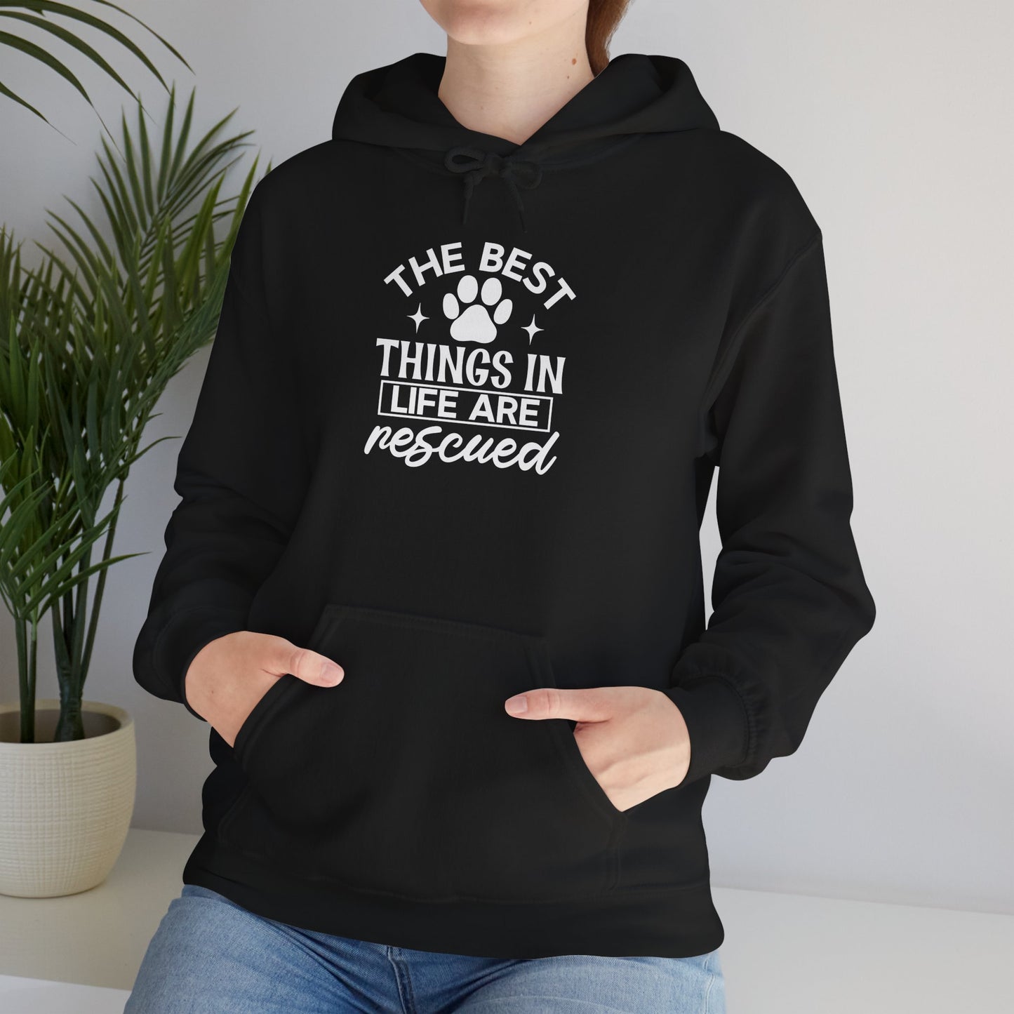 Dogs-The Best Things in Life Hoodie — Feminine Script Graphic Hoodie