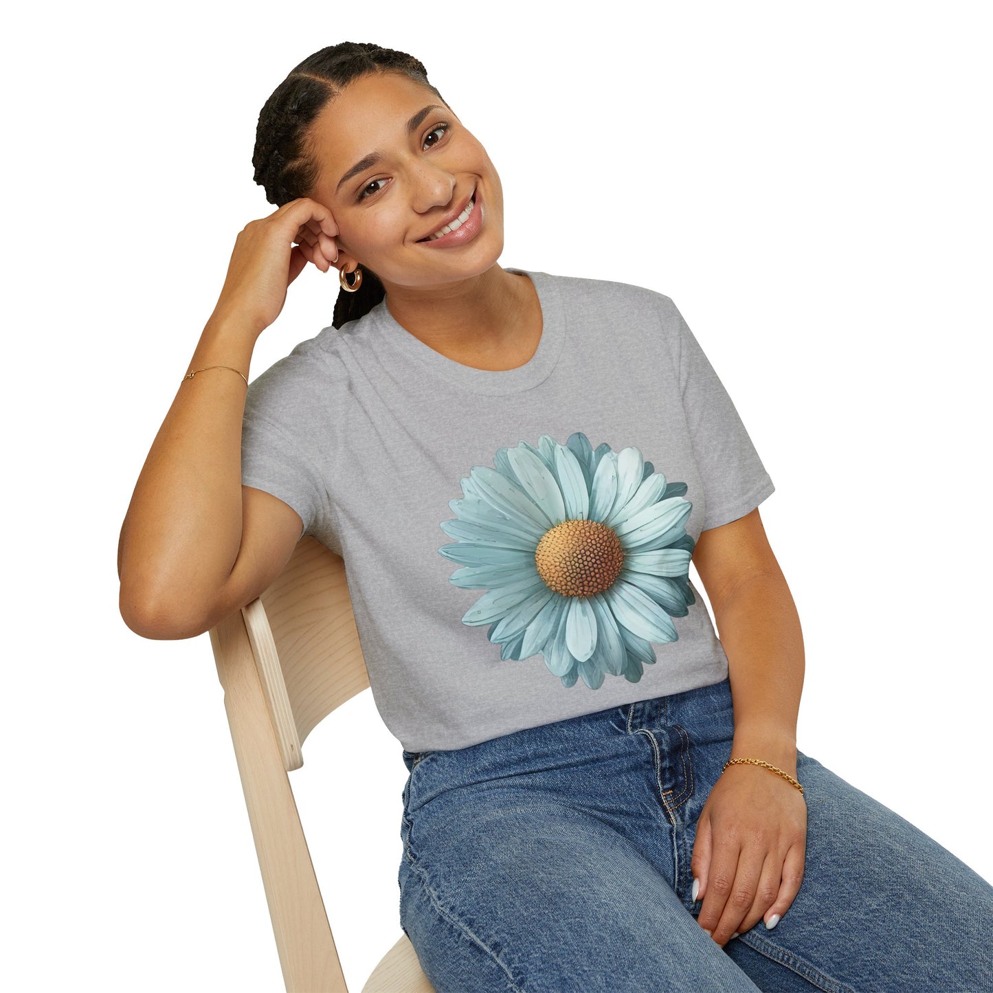 Daisy Bloom T‑Shirt — Vintage Aqua Floral Graphic Tee