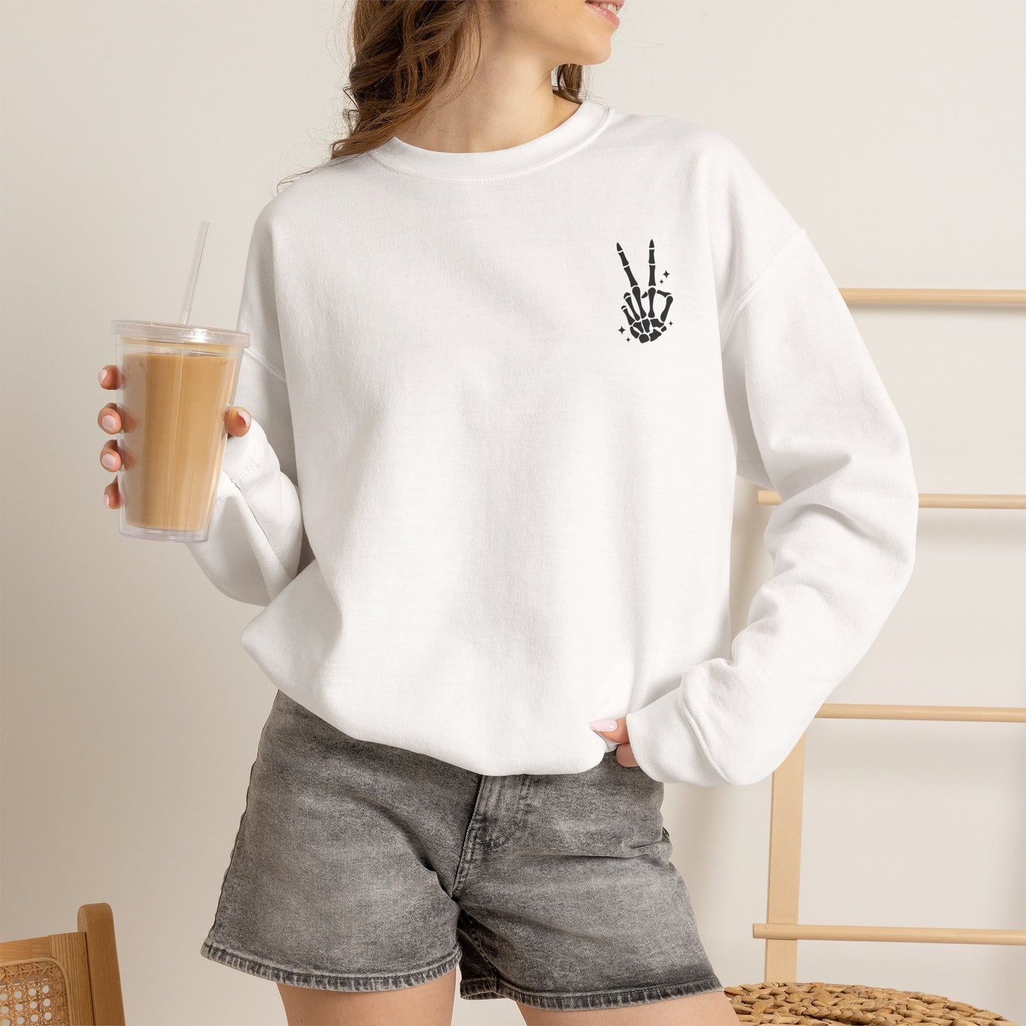 Crewneck Sweatshirt — "I'm Not the Bigger Person" Graphic Peace Sign Pullover