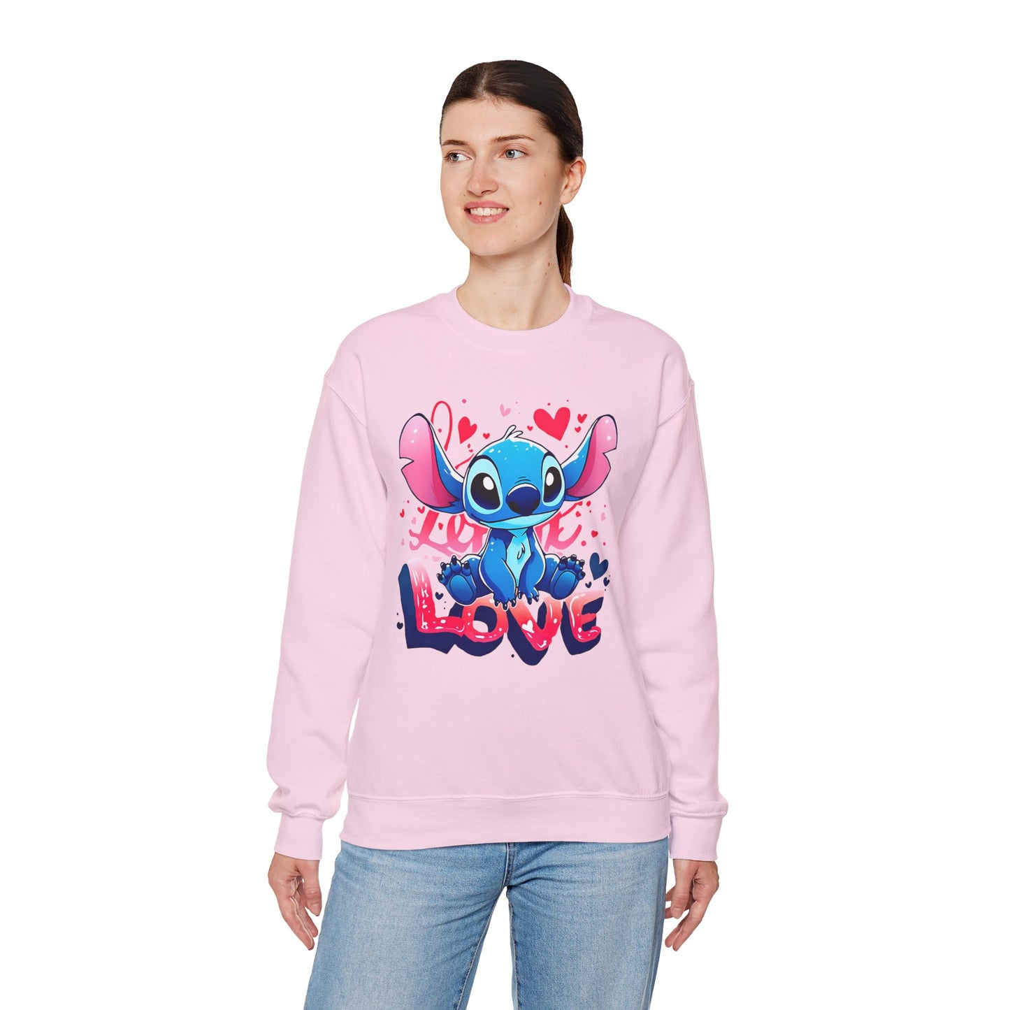 Cute Stitch 'Love' Crewneck Sweatshirt — Pink Valentine’s Gift