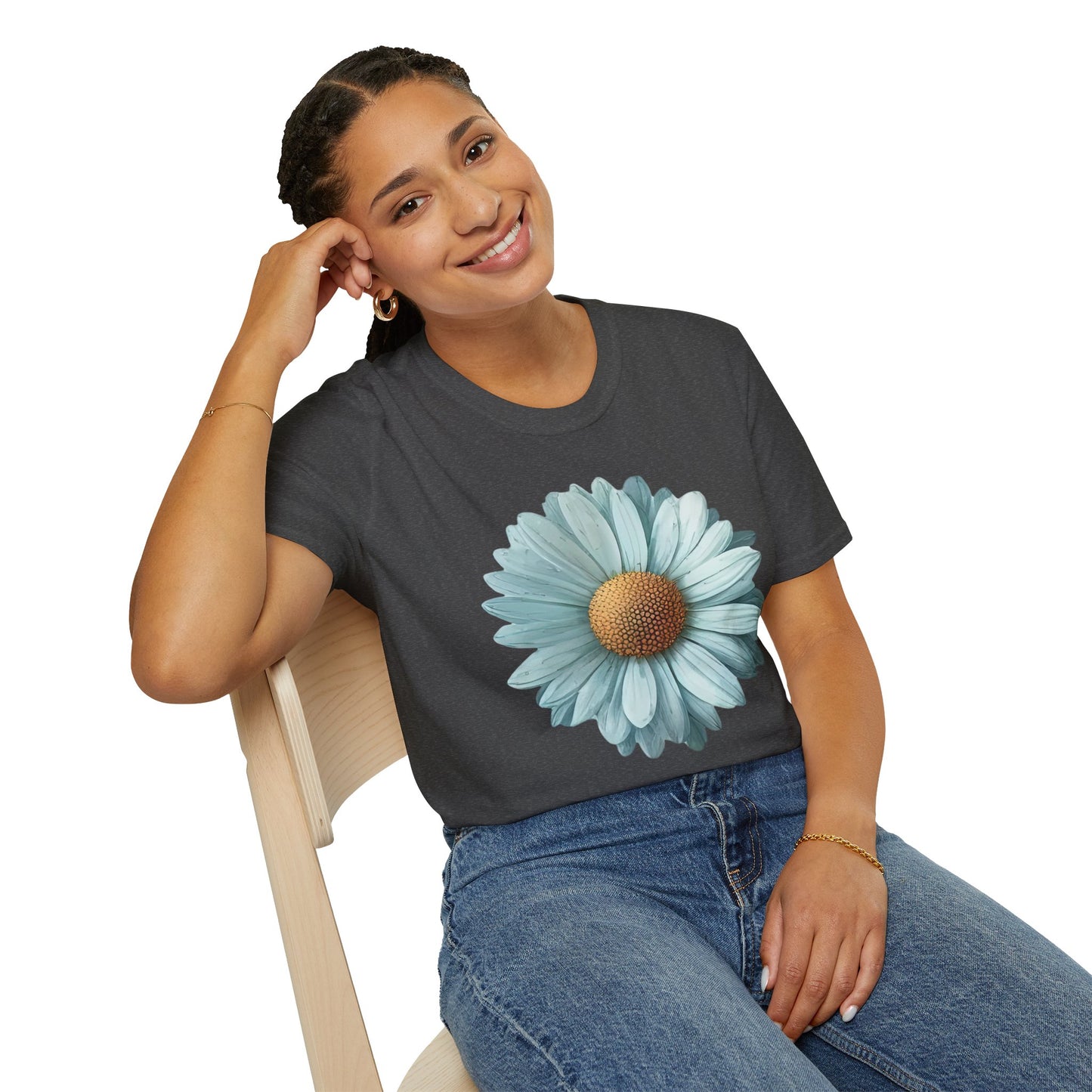 Daisy Bloom T‑Shirt — Vintage Aqua Floral Graphic Tee